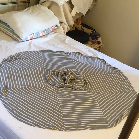 Gray and cream cotton model knit maxi skirt - Picture 2 of 6